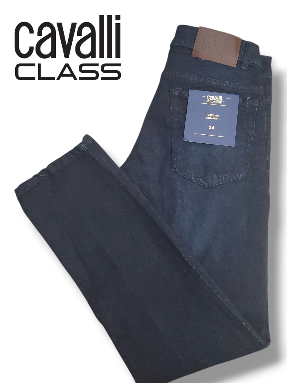 Cavalli Class Men's Dark Wash Regular Straight Denim Jeans NWT Size 34